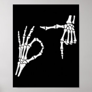 Funny Six Seven 6 7 Meme 67 Skeleton Hand Hallowee Poster