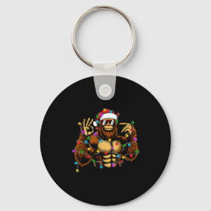 Funny Six Seven 6 7 Meme Bigfoot Christmas Lights Keychain