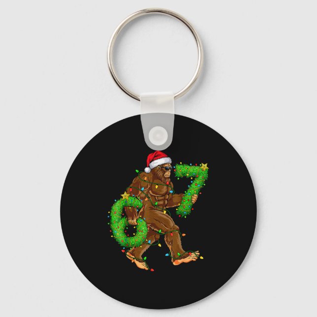 Funny Six Seven 6 7 Meme Bigfoot Christmas Shirts  Keychain (Front)