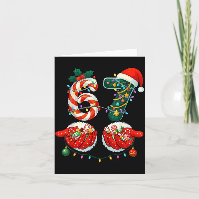 Funny Six Seven 6 7 Meme Christmas Family Xmas San Card (Front)