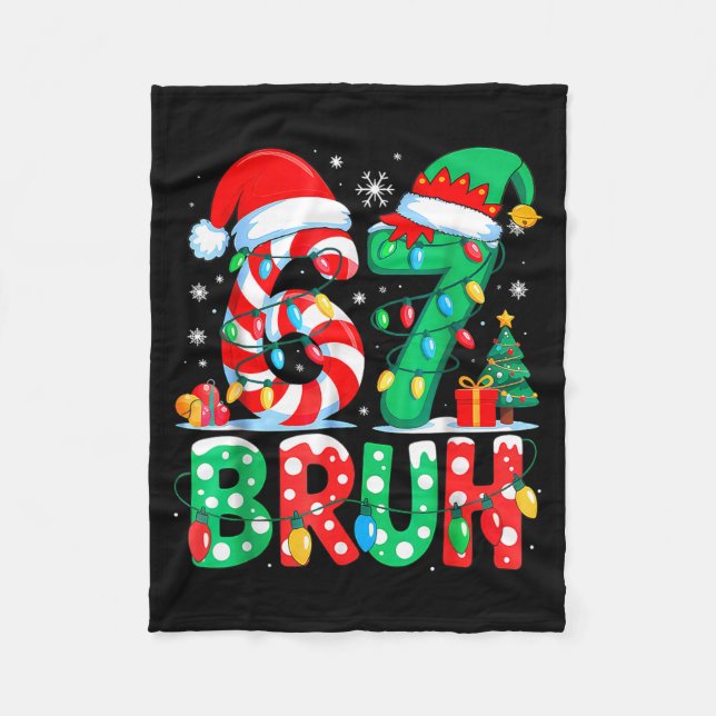 Funny Six Seven 6 7 Meme Christmas Family Xmas San Fleece Blanket (Front)