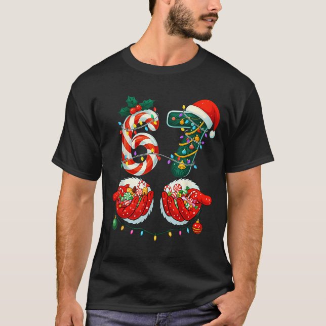 Funny Six Seven 6 7 Meme Christmas Family Xmas San T-Shirt (Front)