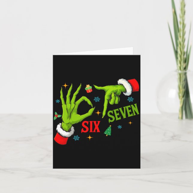 Funny Six Seven 6 7 Meme Christmas Funny Hands 6 7 Card (Front)