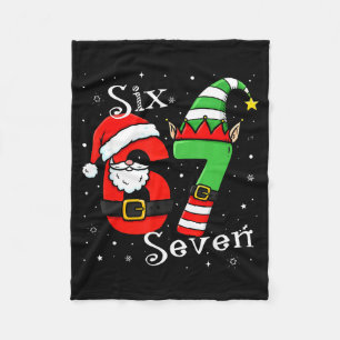 Funny Six Seven 6 7 Meme Christmas Santa Elf Numbe Fleece Blanket