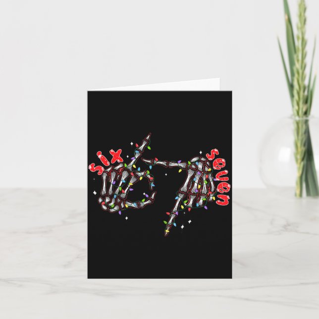 Funny Six Seven 6 7 Meme Couple Christmas Hand Ske Card (Front)