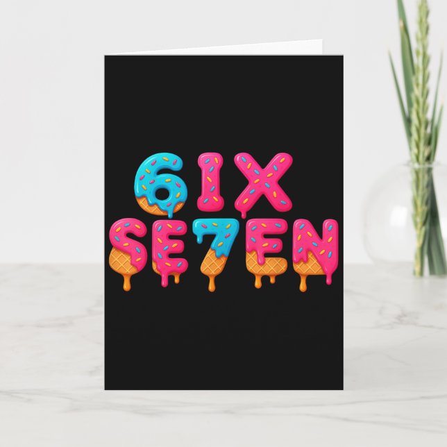 Funny Six Seven 6 7 Meme Design  Card (Front)