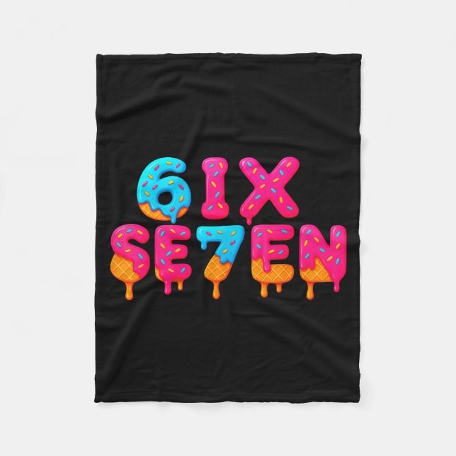 Funny Six Seven 6 7 Meme Design  Fleece Blanket (Front)