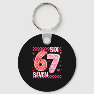 Funny Six Seven 6 7 Meme For Men Women Kids Valent Keychain