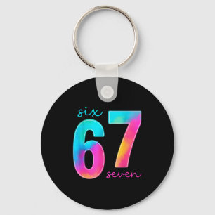 Funny Six Seven 6 7 Meme Gen Alpha Slang 67 Kids Keychain