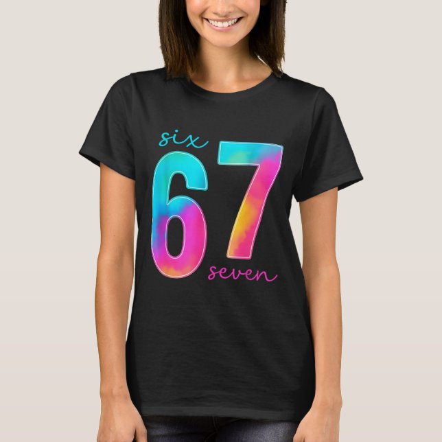Funny Six Seven 6 7 Meme Gen Alpha Slang 67 Kids  T-Shirt (Front)