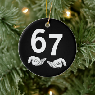 Funny Six Seven 6 7 Meme Gen Alpha Slang 6 7 Hands Ceramic Ornament