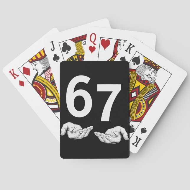Funny Six Seven 6 7 Meme Gen Alpha Slang 6 7 Hands Poker Cards (Back)