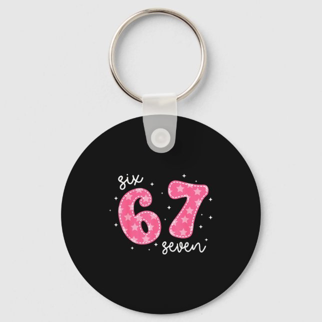 Funny Six Seven 6 7 Meme Gen Alpha Slang 6 7 Nk Cu Keychain (Front)