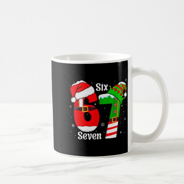 Funny Six Seven 6 7 Meme Gen Alpha Slang Santa Elf Coffee Mug (Right)