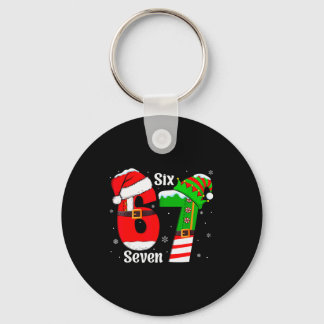 Funny Six Seven 6 7 Meme Gen Alpha Slang Santa Elf Keychain