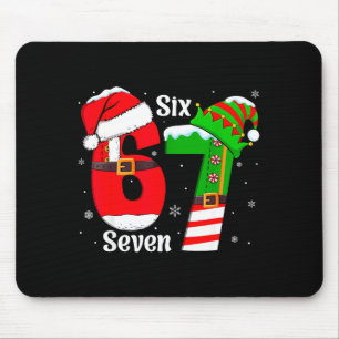 Funny Six Seven 6 7 Meme Gen Alpha Slang Santa Elf Mouse Pad