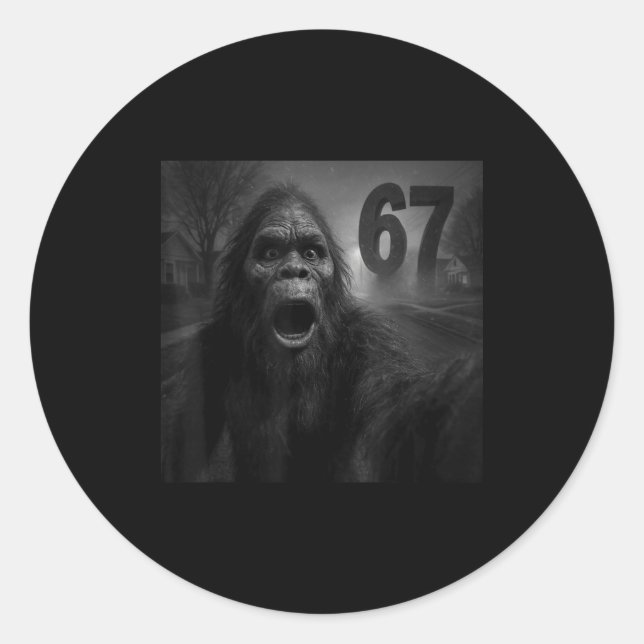 Funny Six Seven 6 7 Meme Gen Z Alpha Slang Bigfoot Classic Round Sticker (Front)
