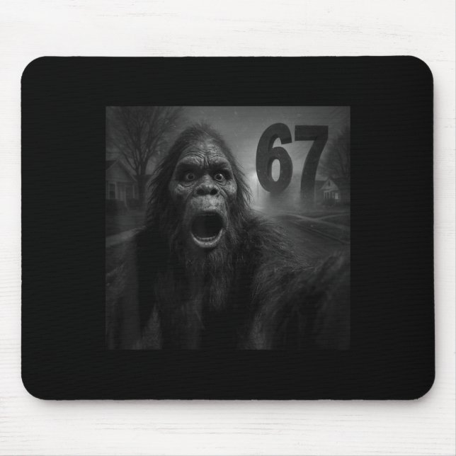 Funny Six Seven 6 7 Meme Gen Z Alpha Slang Bigfoot Mouse Pad (Front)