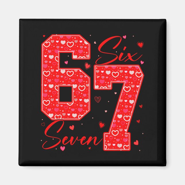 Funny Six Seven 6 7 Meme Hearts Cupid Valentines D Magnet (Front)