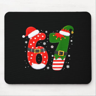 Funny Six Seven 6 7 Meme Humor Santa Elf 67 Christ Mouse Pad