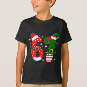 Funny Six Seven 6 7 Meme Humor Santa Elf 67 Christ T-Shirt