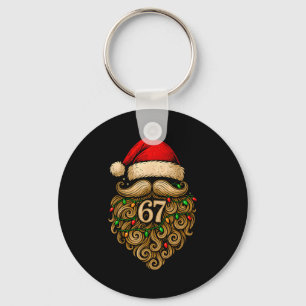 Funny Six Seven 6 7 Meme Santa Beard Christmas Men Keychain