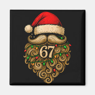 Funny Six Seven 6 7 Meme Santa Beard Christmas Men Magnet