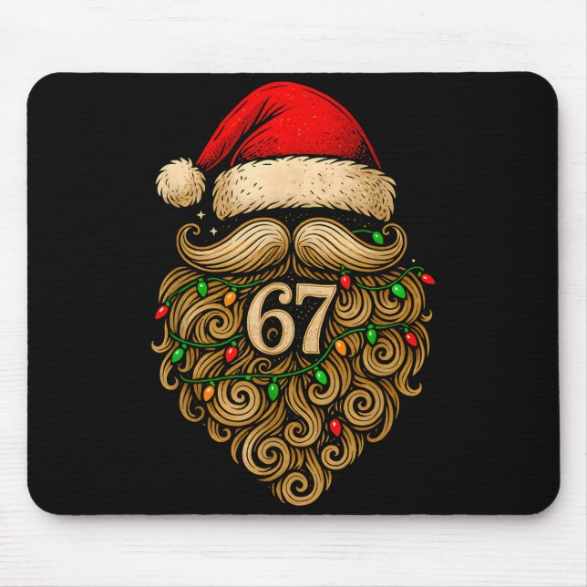 Funny Six Seven 6 7 Meme Santa Beard Christmas Men Mouse Pad (Front)