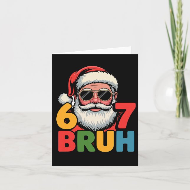 Funny Six Seven 6 7 Meme Santa Christmas Men Boys  Card (Front)