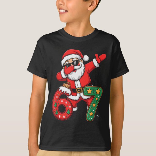 Funny Six Seven 6 7 Meme Santa Dab Christmas Dabbi T-Shirt (Front)