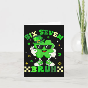 Funny six seven 6 7 meme st patricks day shamrock card
