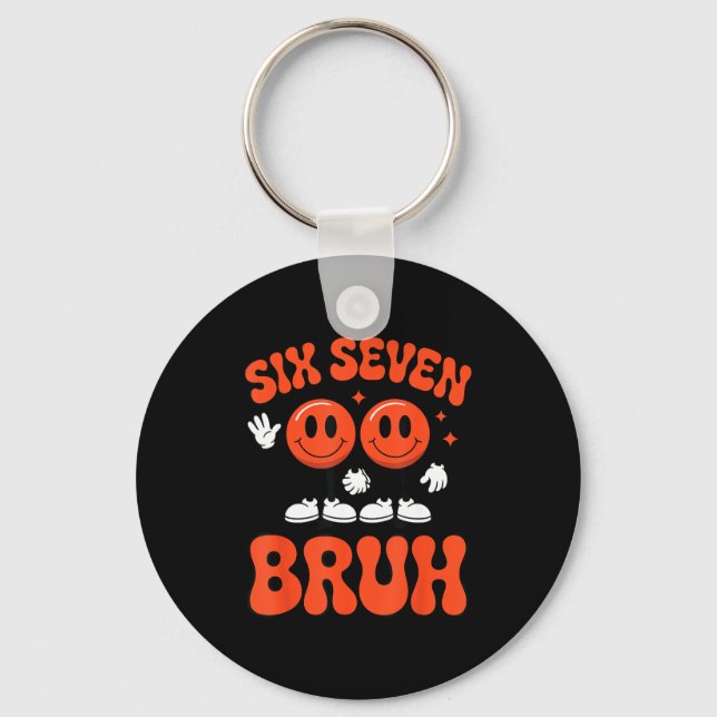 Funny Six Seven 6 7 Meme Valentine Hearts Valentin Keychain (Front)