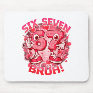Funny Six Seven Bruh 67 Brainrot Meme Valentine's Mouse Pad