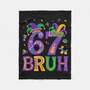 Funny six seven bruh 67 mardi gras boys girls kids fleece blanket
