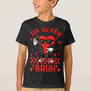 Funny Six Seven Bruh 6 7 Meme Valentines Heart Boy T-Shirt
