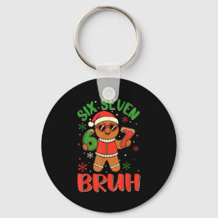 Funny Six Seven Bruh Gingerbread Christmas Costume Keychain