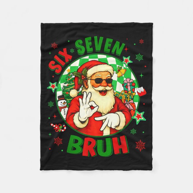 Funny Six Seven Bruh Santa Meme 67 Christmas Boy G Fleece Blanket (Front)