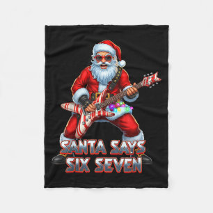 Funny Six Seven Christmas 6-7 Meme Santa 6 7 Santa Fleece Blanket
