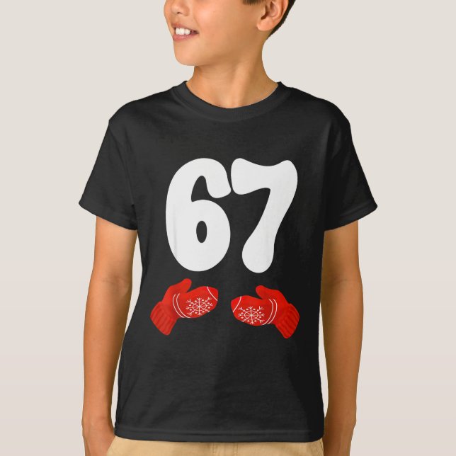 Funny Six Seven Christmas Pajamas Meme Gen Alpha 6 T-Shirt (Front)