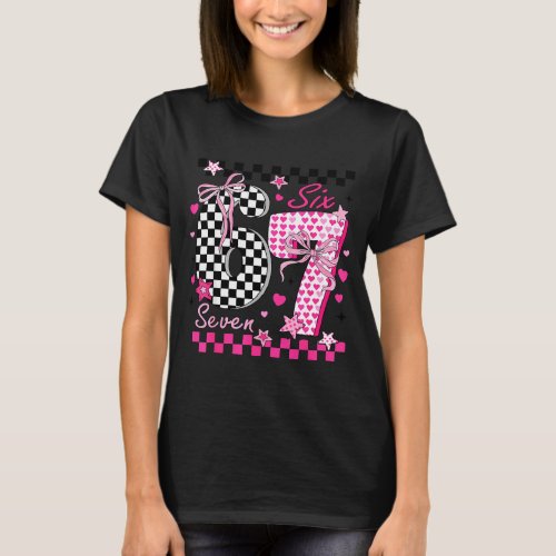 Funny Six Seven Coquette 6 7 Meme Men Women Valent T-Shirt