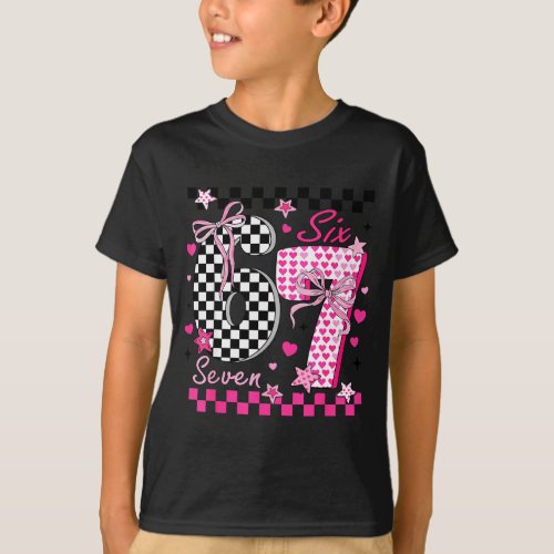 Funny Six Seven Coquette 6 7 Meme Men Women Valent T-Shirt