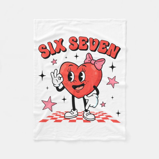 Funny Six Seven Cute Heart 67 Meme Valentine Kids  Fleece Blanket (Front)