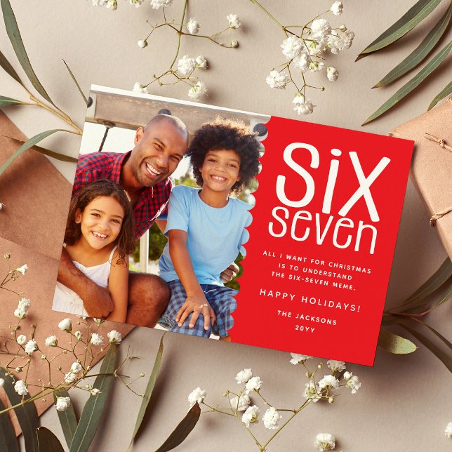 Funny SIX-SEVEN Family Photo Christmas Holiday Card (Creator Uploaded)