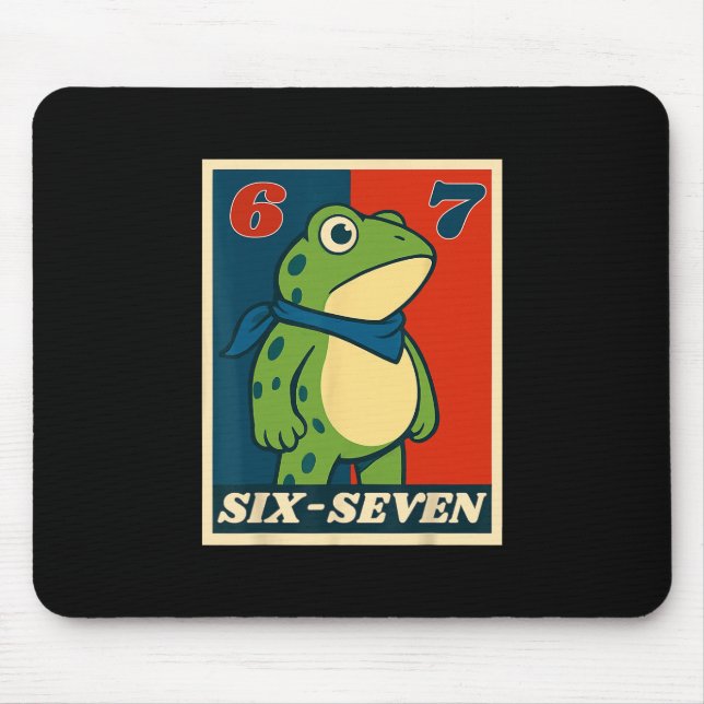 Funny Six Seven Frog 6 7 Meme Gen Alpha Slang Meme Mouse Pad (Front)