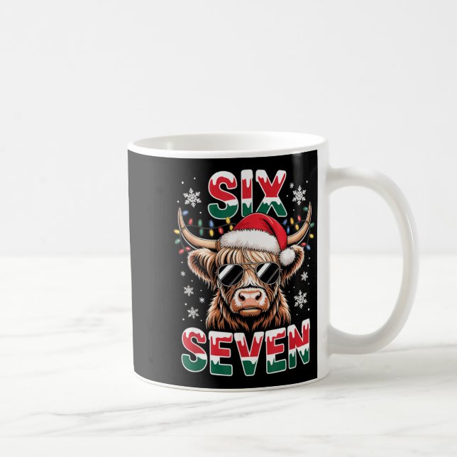 Funny Six Seven Highland Cow Christmas 67 Cool Xma Coffee Mug (Right)