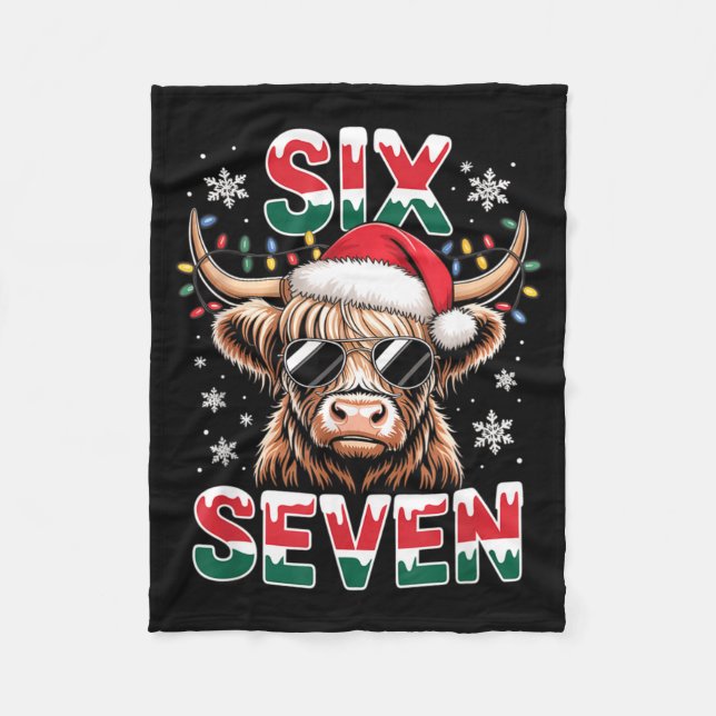 Funny Six Seven Highland Cow Christmas 67 Cool Xma Fleece Blanket (Front)