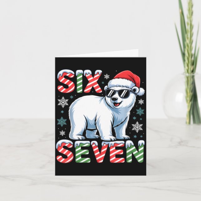 Funny Six Seven Lar Bear Christmas 67 Santa Hat Wi Card (Front)