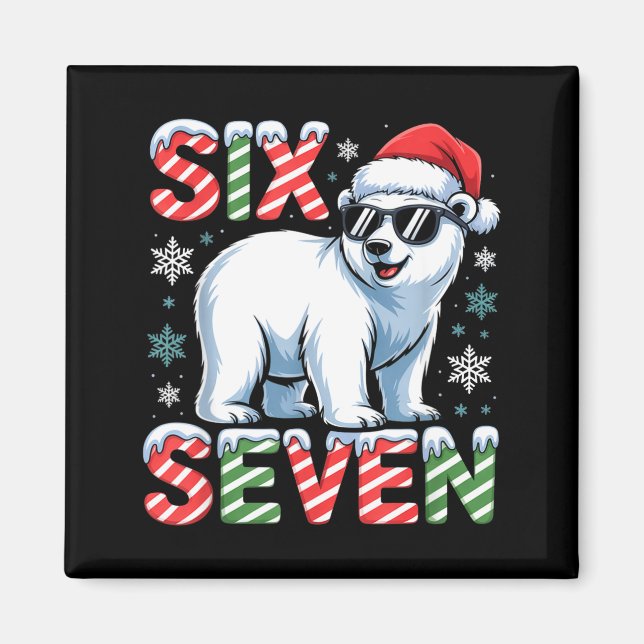 Funny Six Seven Lar Bear Christmas 67 Santa Hat Wi Magnet (Front)