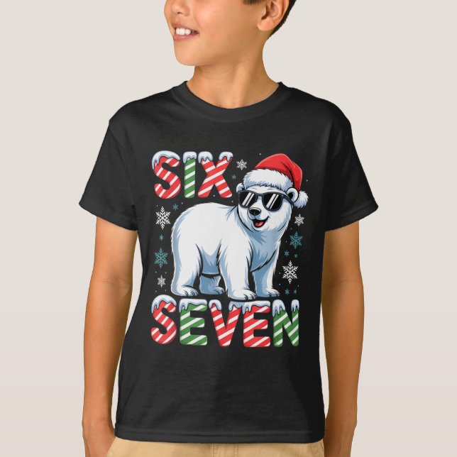 Funny Six Seven Lar Bear Christmas 67 Santa Hat Wi T-Shirt (Front)