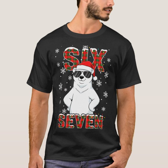 Funny Six Seven Lar Bear Christmas 67 Santa Hat Wi T-Shirt (Front)